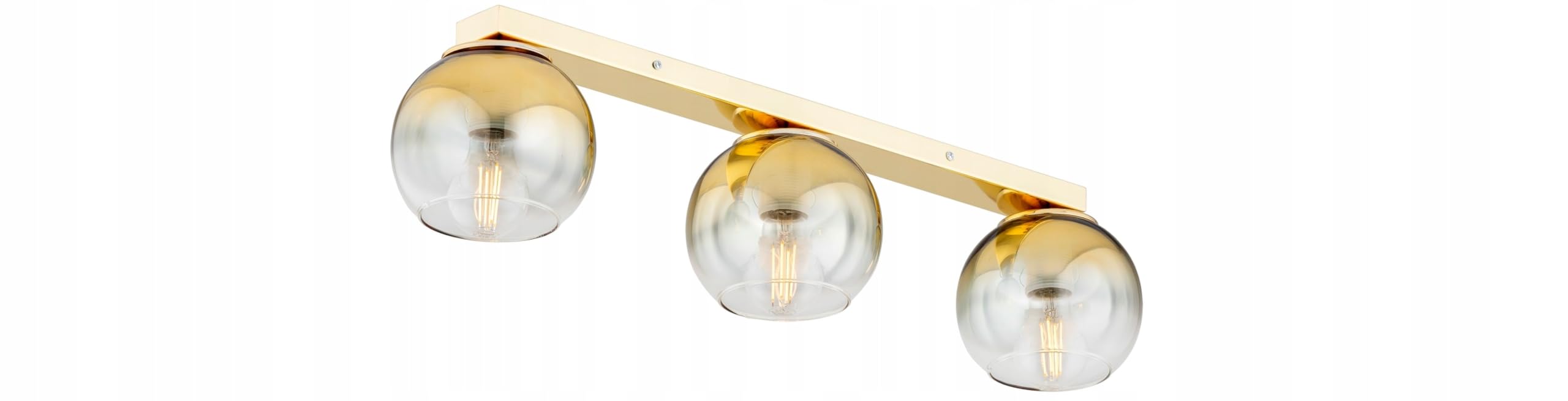 Licht-Erlebnisse Deckenlampe 3-flammig Metall Glas Gold Büro Schlafzimmer Modern stilvoll blendarm wohnlich E27 L:60 cm Deckenleuchte Wohnzimmer