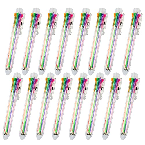 Weinsamkeit Bolígrafos de Multicolor, 16 Piezas 8-en-1 Bolígrafos de Bola Retráctiles, 8 Colores Plumas de Punta de Bola de Barril Transparente para Oficina Escuala Regalo de Estudiantes Niños
