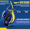 Goodyear Air Hose Reel Retractable 1/2 Inch x 65' Foot SBR Rubber Hose Max 300PSI Heavy Duty Industrial Steel Single Arm Construction