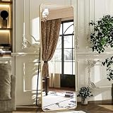 PEYMIDNY Espejo de Piso Cuerpo Completo con Soporte 150 * 40 cm, Espejo Cuerpo Completo Espejo Colgante sobre la Puerta Marco Fino de Aleación de...
