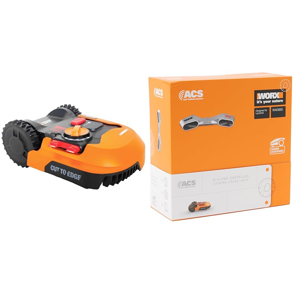WORX Landroid M500 Plus WR165E Robot Koszący do 500 m² & Worx Landroid Wa0860 Czujnik do Kosiarek Automatycznych, Srebrny, 9.45 x 9.45 cm