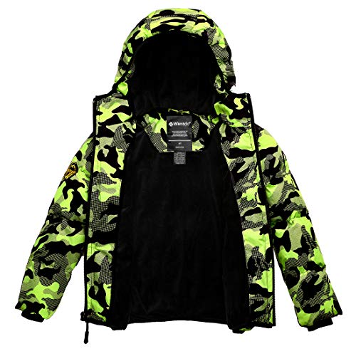 Wantdo Boy's Quilted Winter Coat Waterproof Warm Parka Thicken Padded Puffer Jacket With Hood Black With Camo 8 #TOP2