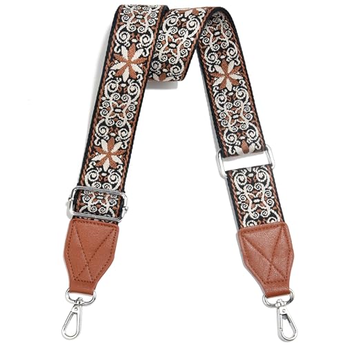 Image of Purse Strap,1.5 inch Leather End Shoulder Strap Adjustable Replacement,Retro Multi-Pattern Crossbody Bag Straps