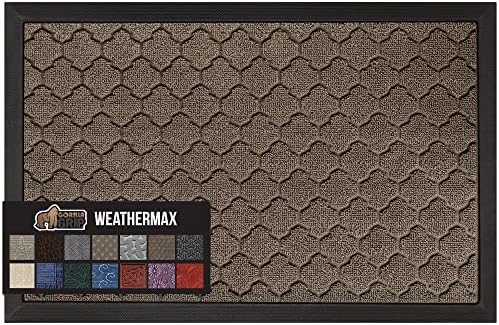 Gorilla Grip All-Season WeatherMax Doormat, Durable Natural Rubber, Stain and Fade Resistant, Low Profile, Indoor Outdoor Doormats, Easy Clean Patio Entry Mat, 17x29, Latte Quatrefoil