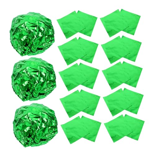 BESTOYARD 100pcs Green Foil Covered Truffles Candy Wrapper Aluminum Foil for BBQ Kitchen