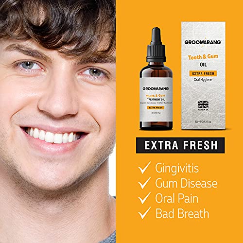 Groomarang Gum Oil - Made from 100% Pure Botanical Oils (Extra Fresh) Convenient Dropper Bottle for Accurate Dispensing 30ml includes Stainless Steel Tongue Scraper Groomarang Gum Oil - Made from 100% Pure Botanical Oils (Extra Fresh) Convenient Dropper Bottle for Accurate Dispensing 30ml includes Stainless Steel Tongue Scraper