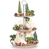 Ilyapa Galvanized Three Tier Serving Stand - 3 Tiered Metal Tray Platter for Cake, Dessert,...