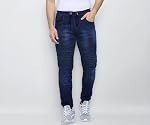 CAHOOT Men’ Denim Jeans for Regular Wear Blue Dark Wash Self Patterned Slim Fit Jeans Crafted with Comfort Fit and High Performance for Everyday Casual Wear