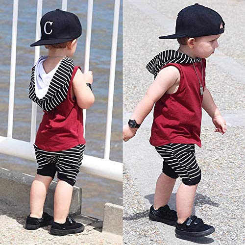 Conjunto Menino 2 Peças Camiseta Com Capuz E Bermuda Saruel Tamanho:3 A 4 ANOS;Cor:Vermelho