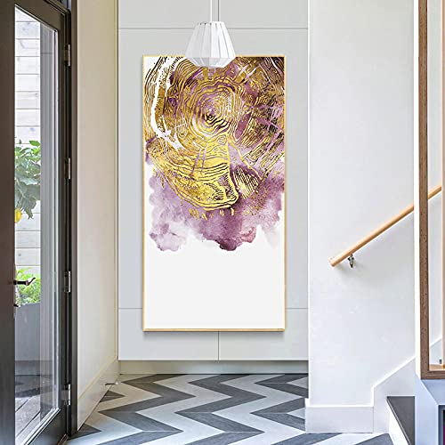 Impression toile moderne violette abstrait scandinave 50x100cm bague annuelle or