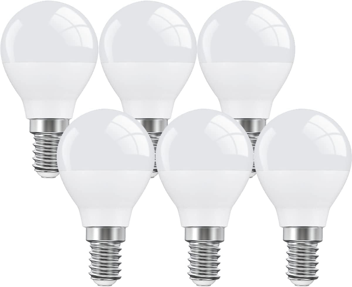 6 Pack LED Light Bulbs Mini Globe Golf Ball Bulb E14 Edison Screw Fitting Warm White 2700K 6W = 40W Non Dimmable Energy Saving