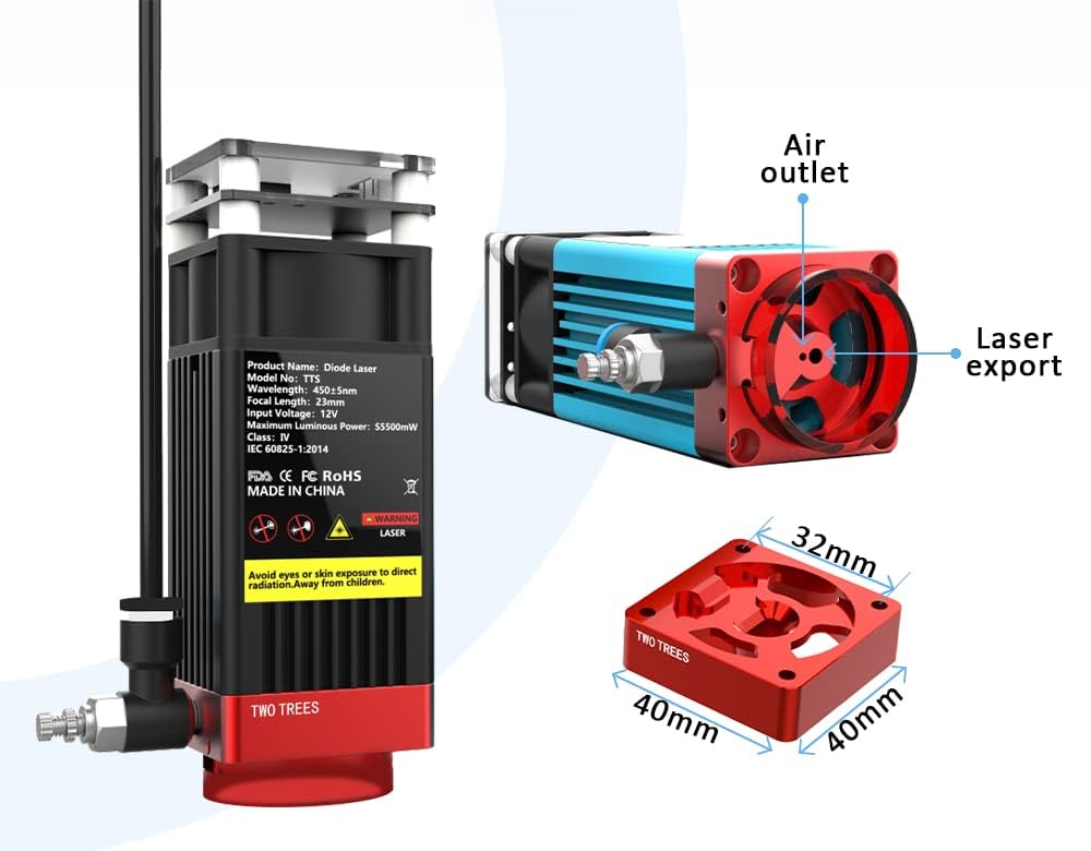 Twotrees X1 Kit de asistencia de flujo de aire, 10-30 l/min, sistema de bombeo de aire para máquina grabadora láser TTS-55 5 W TTS 10 W