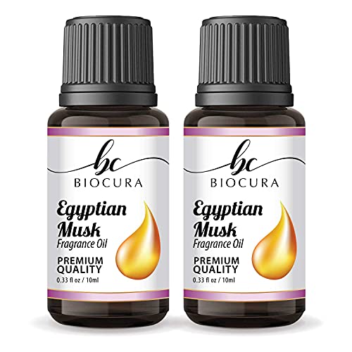 Biocura Egyptian Musk Fragrance Oil for DIY Project, Perfume Diffuser, Handmade Soaps, Candles & Slime Making, Aromatherapy Massage, Cosmetic Scented Body Lotions 0.66 fl oz 10ml-X2