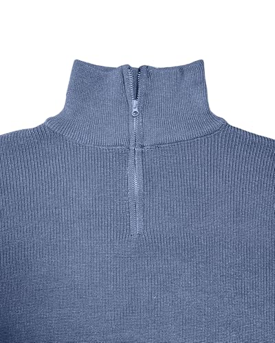 Men's Quarter Zip Sweaters Slim Fit Long Sleeve Casual Pullover Solid Knit Mock Neck Sweater4