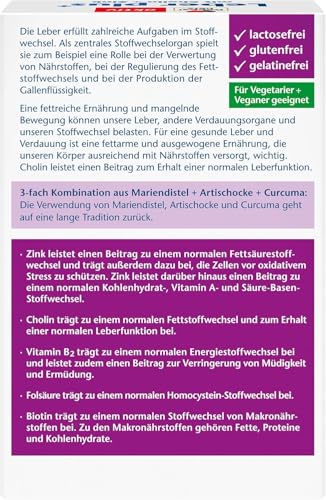Doppelherz Leber plus – Mit Cholin als Beitrag zum Erhalt der normalen Leberfunktion sowie eines normalen Fettstoffwechsels – 80 Kapseln