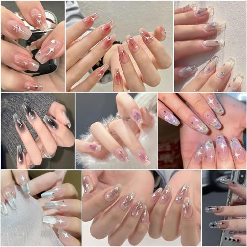 Image of MAYCREATE 6 Sheets Star Nail Stickers Y2K Nail Art Decal Stickers,3D Galaxy Stars Art Design Decals Self-Adhesive Star DIY Decals Tips for Extension Decoration-Acrylic
