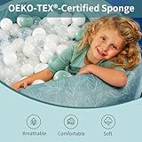 Dodozen Bällebad Bällepool Für Babys Kinder 90X30cm Rund,Superweicher Samt,Abnehmbar und waschbar,Salbei:Weiß/Transparent/Grün