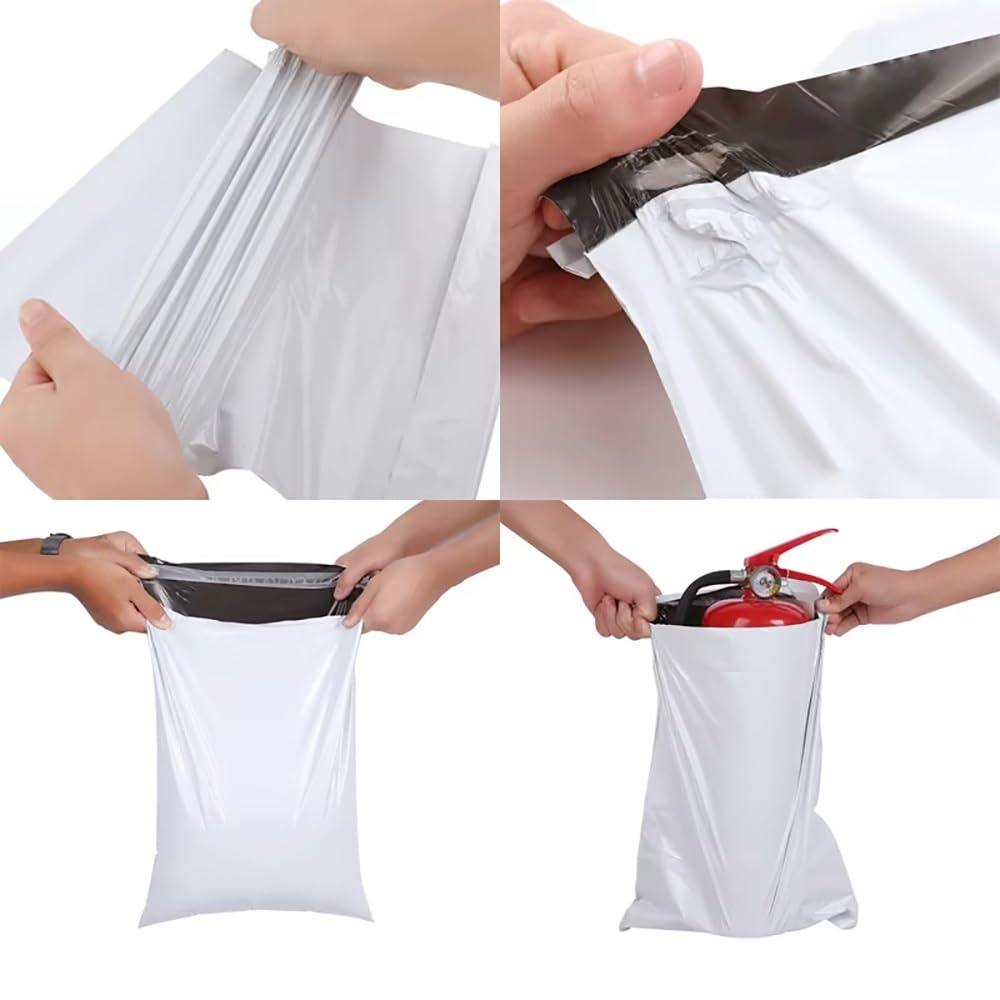 Bolsa De Plástico Blanca For Mensajería, 50 Unidades, For Embalaje De Mensajería, Gruesa, Impermeable, For Envíos Postales, con Autosellado(50x70cm)