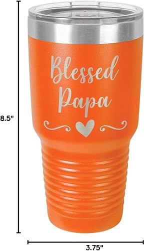 Miniatura 10 de BLESSED PAPA - Vaso naranja de 30 onzas con popote y tapa superior deslizante  Taza de viaje de acero inoxidable  Comparar con Yeti Rambler