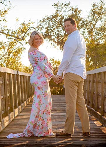 Ziumudy Maternity Off Shoulder Photo Shoot Photography Dress Solid Color Baby Shower Dress(Small, Sweetheart Mint Peach) #TOP2