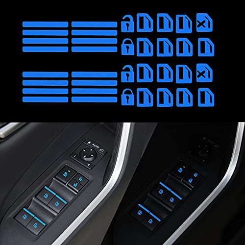 TOMALL 2Pcs Control Switch Luminous Sticker for Car Outer Door Handle Button Switch Panel Night Safety Luminous Decals Glow in Dark Accessories for Car Window Door (Luminous Blue)