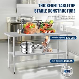 Stainless Steel Table 30 x 60 Inches Metal Prep Table with Adjustable Undershelf for Commercial Kitchen Outdoor Use
