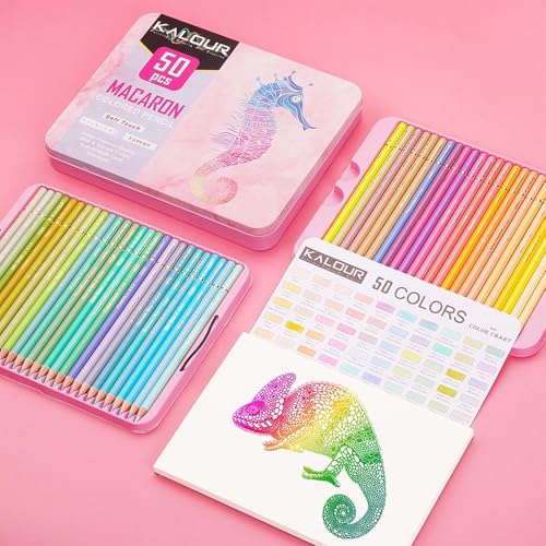 Kit de dessin avec 50 crayons de couleur macaron pour réussir vos croquis et illustrations