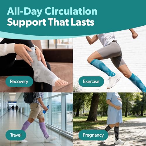 Image of BraceAbility Compression Socks for Circulation - 20-30 mmHg Knee High Neuropathy Open Toe Stockings Best for Varicose Veins, POTS, Restless Leg, Toeless Support for Men or Women - 1 Pair (S - Gray)
