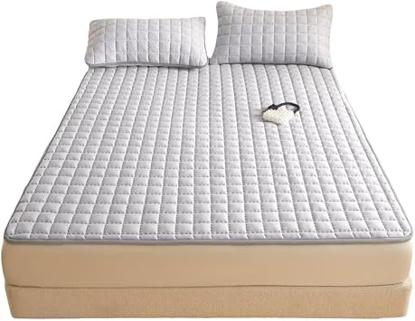 Deep Pocket Mattress Protector Waterproof, Quilted Breathable Mattress Cover Fits 8-15 Inch Mattress, Noiseless for Bedroom and DormLight Gray,100 * 200cm