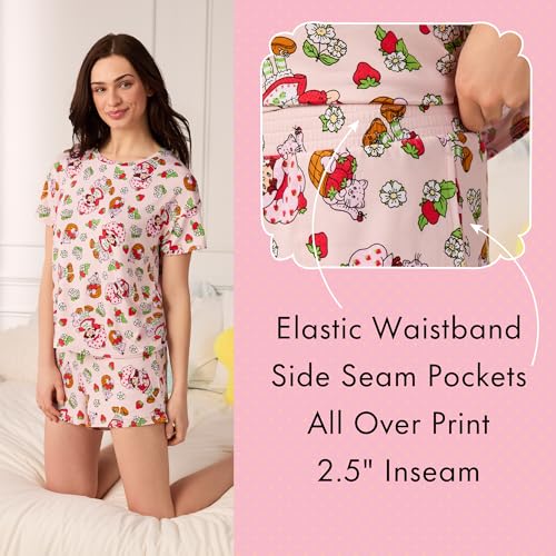 Image of Richard Leeds International Womens 2 Piece Pajama Set - Disney | Hello Kitty | Snoopy - Short Sleeve Top & Shorts Lounge Sets