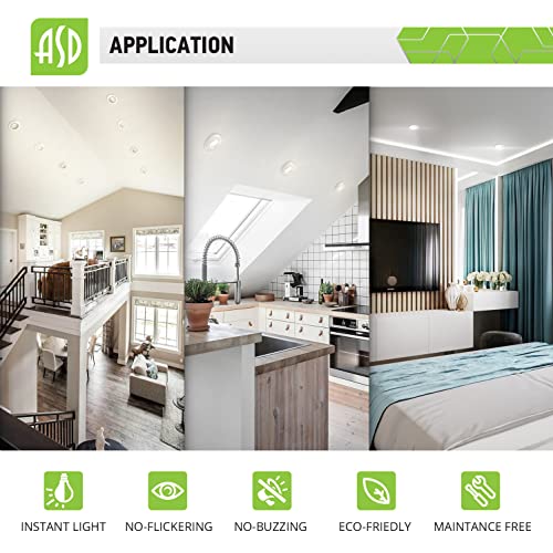 Asd 6 Inch Gimbal Retrofit Led Recessed Lighting 5000K Daylight Dimmable Downlights 15W 120V 1060 Lm Cri 90, 6" White Replacement Trim Led Lights For Room, Kitchen, Hallway, Energy Star, Etl 1 Pack #TOP7