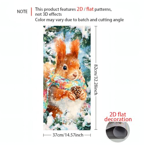 Image of 2 PC Trash Can Sticker 14.57 x 32.28 Inch Cute Otter and Squirrel Christmas Design Vinyl Sticker with Santa Hat Pinecone Gift and Snowflake Pattern for Outdoor Garbage Bin Yard Decor