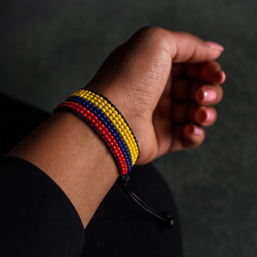 FAHARI Armenia Flag Bracelet: Handmade, Adjustable Beaded & Unisex - Image 4