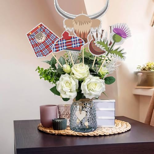 Image of Scotland Theme Party Centerpiece Sticks,Birthday Table Toppers, Decor For Weekend /BBQ /Baby Shower /Cookout Party Supplies,British UK Centerpiece Sticks - Table Toppers.Set of 15