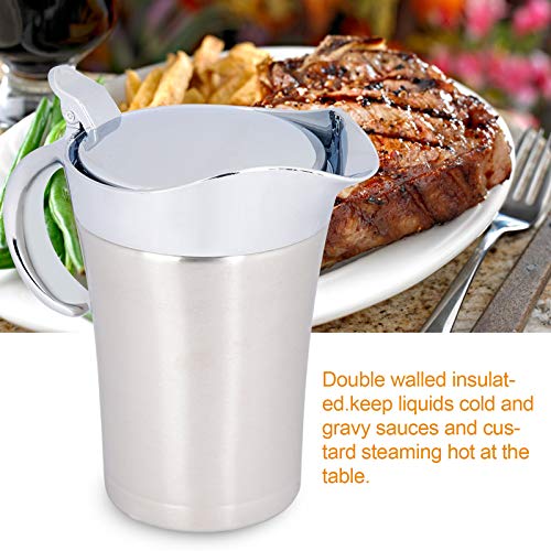 Foto von WingFly Edelstahl Thermo Sauciere Doppelt Isoliert Thermo Sauciere Soßenkanne Saucenbecher Soßenschüssel mit Deckel für Servieren von Soße, Vanillesoße, Sahne, Soße (750 ML)