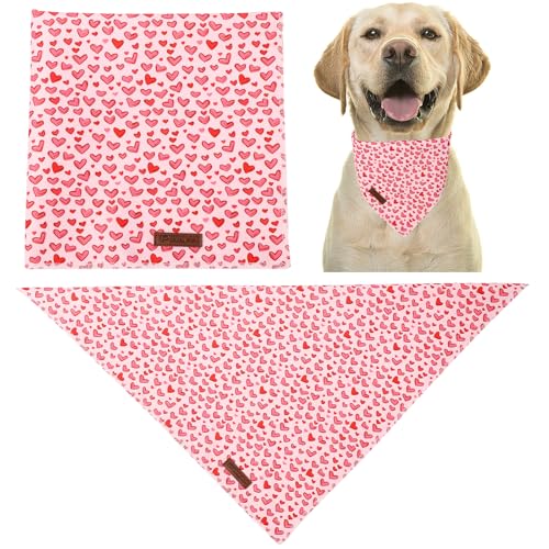 Image of Valentine's Dog Bandana, UP URARA PUP Soft Cotton Adjustable Pet Scarf for Small, Medium, and Large Dogs, Cute and Comfortable Dog Accessory,L