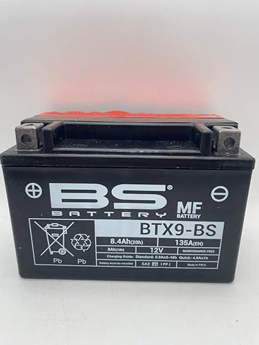 BS Battery Batterie moto BTX9-BS (YTX9-BS) - Sans entretien 12 V 8 Ah Dimensions : 150 x 87 105 mm compatible avec Kawasaki KLX R (KLX650D) 650 1993-2002 Cover