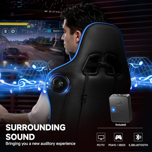 Image of GTPLAYER Gaming Chair,Gamer Chair with Bluetooth and Adjustable Backrest,Seat Height Adjustable Computer Chairs with 3D Armrests,Video Game Chair with Footrest Speakers (Blue)
