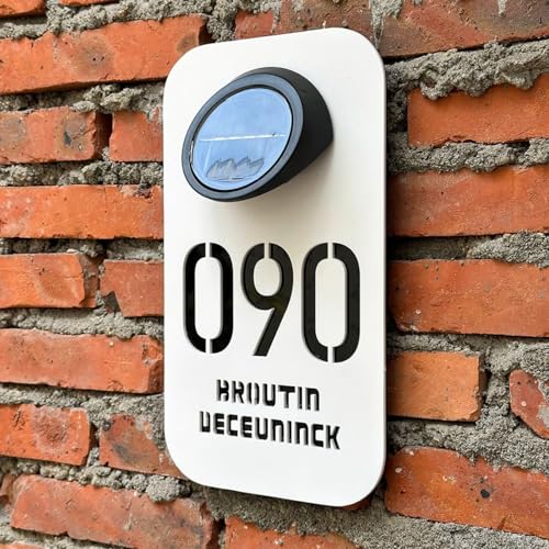 Panneau solaire adresse LED or blanc 18cm pour numéro de maison extérieur