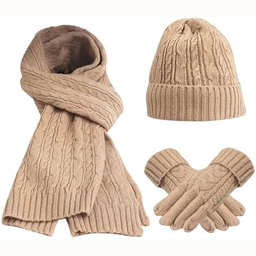 Gorro y bufanda de invierno con guantes térmicos para adultos 4