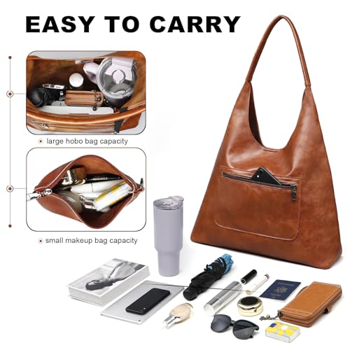 Bolso Hobo para mujer de cuero vegano retro miniatura 4