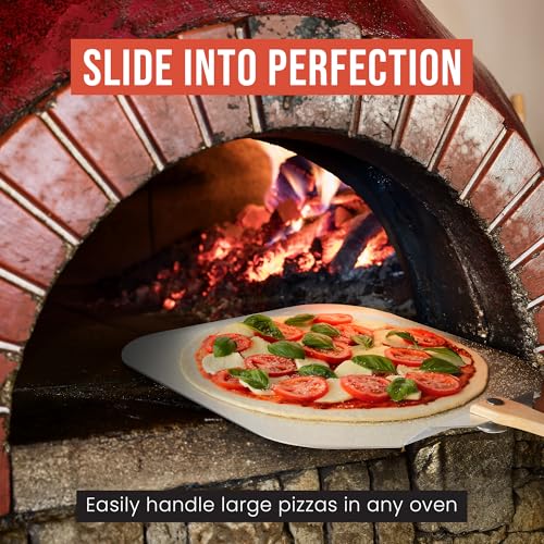 Image of Chef Pomodoro Aluminum Metal Pizza Peel 18 Inch, Foldable Wood Handle
