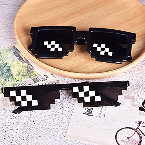 Image of DC DECORIO Thug Life Sunglasses Pixel Gangsta Life Funny Novelty Shades (Black) (COMBO OF 2)