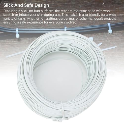 Alambre de amarre para refuerzo, longitud 100m, alambre de hierro galvanizado con PVC, 15% a 20% de elasticidad, resistente a la erosión para uso interior y exterior (Blanco) miniatura 7
