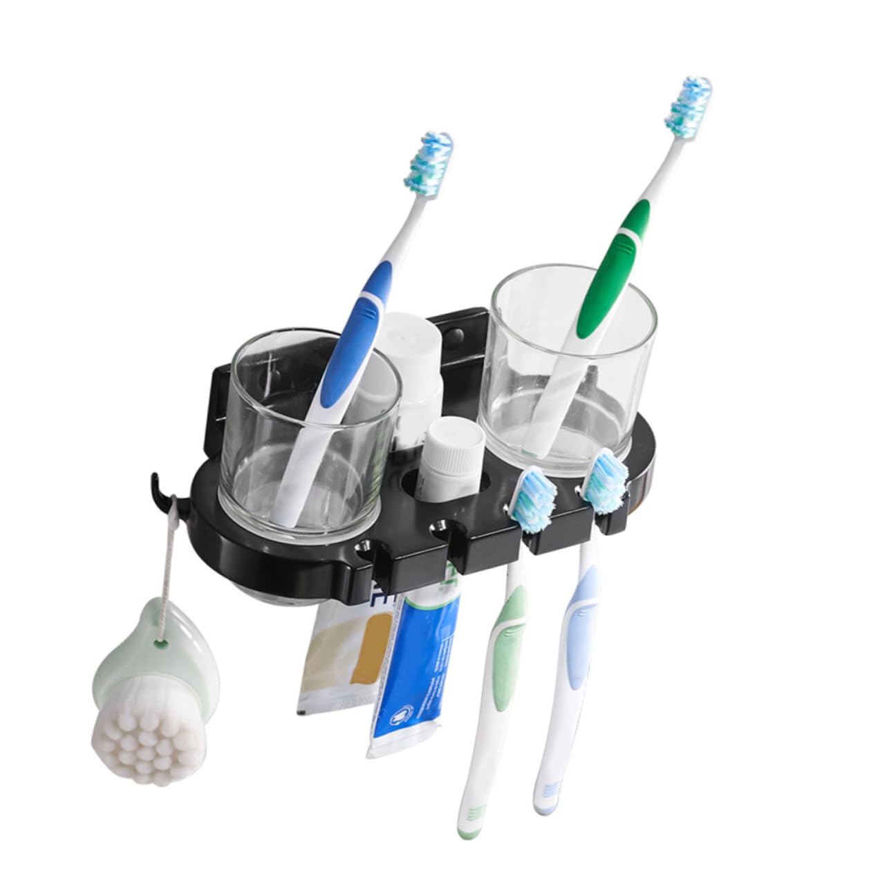 Zerodeko Spazzolino Bagno Portaspazzolino in Alluminio Con Ganci Design Multifunzionale Per Spazzolino Da Denti Bicchiere Dentifricio Asciugamano Ecc e Facile Da Installare