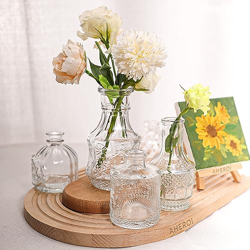 Aheroi Bud Vase Set of 30, Clear Glass Vase for Flower, Mini Bud Vases in Bulk, Vintage Small Vases for Wedding Centerpieces, Home Wedding Table Party Decor