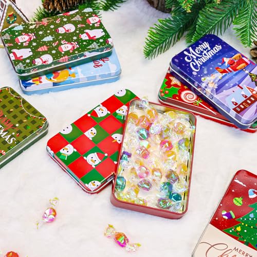 Thuodo 16 PCS Christmas Gift Card Tin Holder Boxes with Lids for Christmas Holiday Gift Box Set Metal Tin Small Boxes Stocking Stuffers Xmas Party Favors - Thumbnail 7