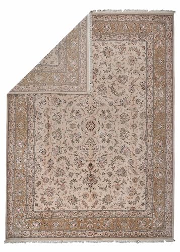 Mastour Hand Knotted Sino-Tabriz Wool Area Rug, 100% Hand Knotted China Traditional Design with Fringe, Pink Beige Gray, 9x12,