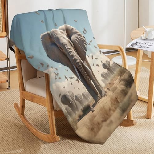 Couverture flannel éléphant 3D lavable machine lit enfant 100x130