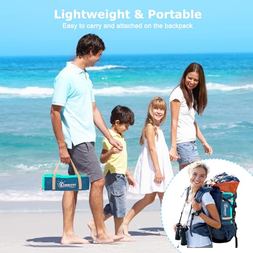 Image of COMMOUDS Beach Tent Sun Shade for 3 /4-5 /6-7 /8-10 Person, UPF 50+ Beach Sun Shelter Canopy Tent, Lightweight, Easy Set Up and Carry